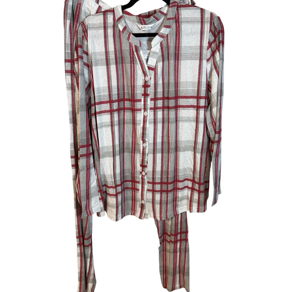 Northern Reflections Red and Gray Striped Top